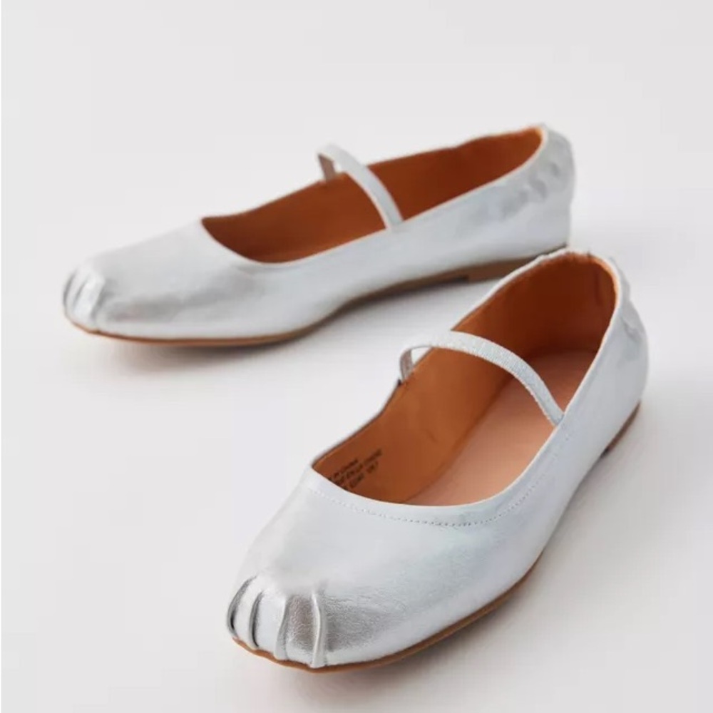 Silver Ballet Flats